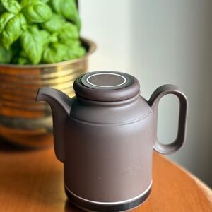 Hornsea Pottery Brown Black White Ceramic Teapot Mid Century Modern Dinnerware